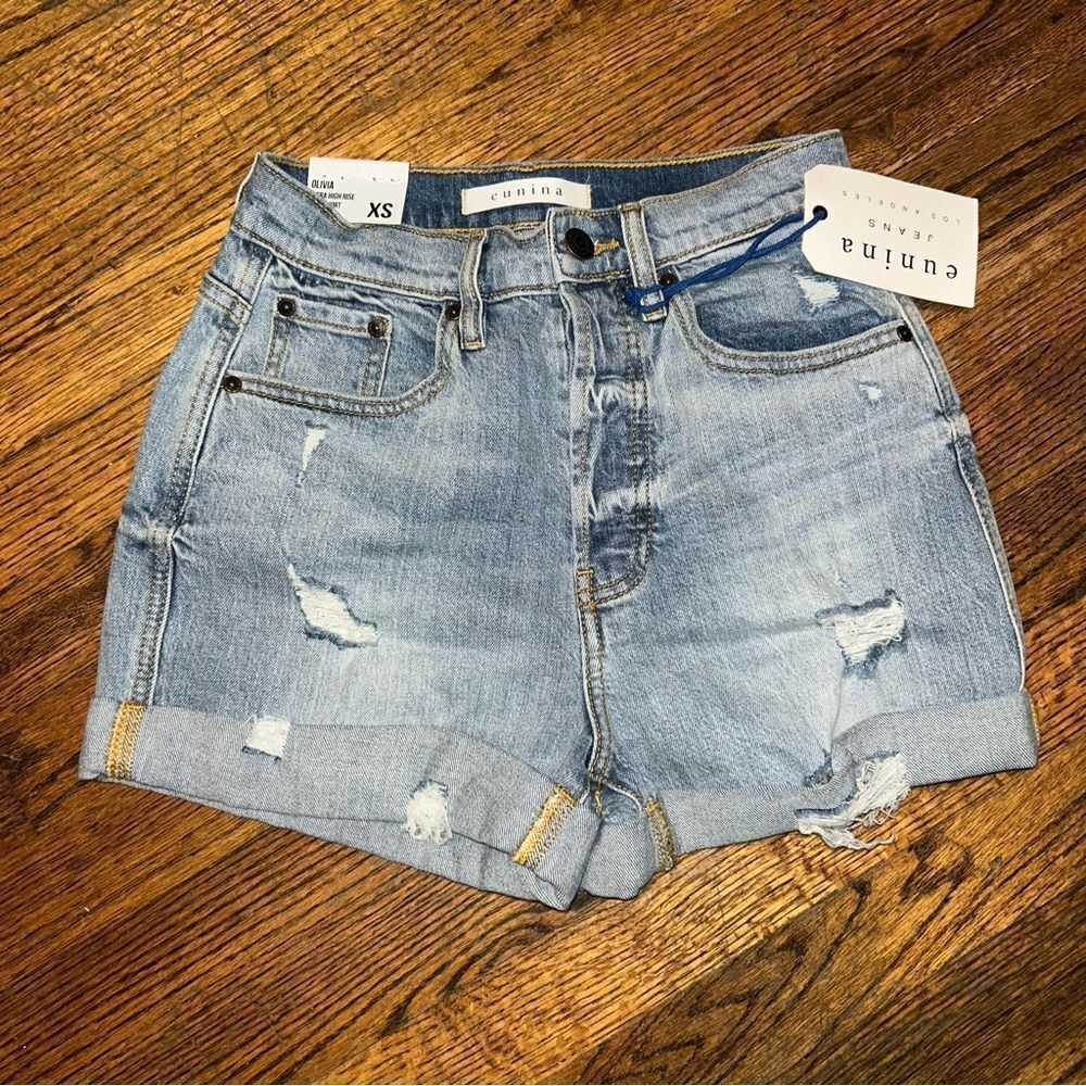 Eunina Light Blue Distressed Jean Shorts